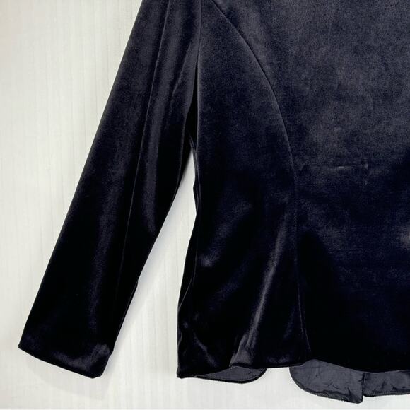 Whirlaway Frocks Black Velvet Button Blazer Petite Size 12 Vintage Short Sleeve - Picture 7 of 9